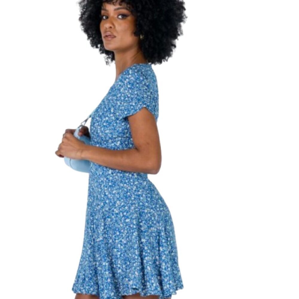 Women's 6 Princess Polly The Sting Mini Dress Blue Floral - Picture 2 of 9